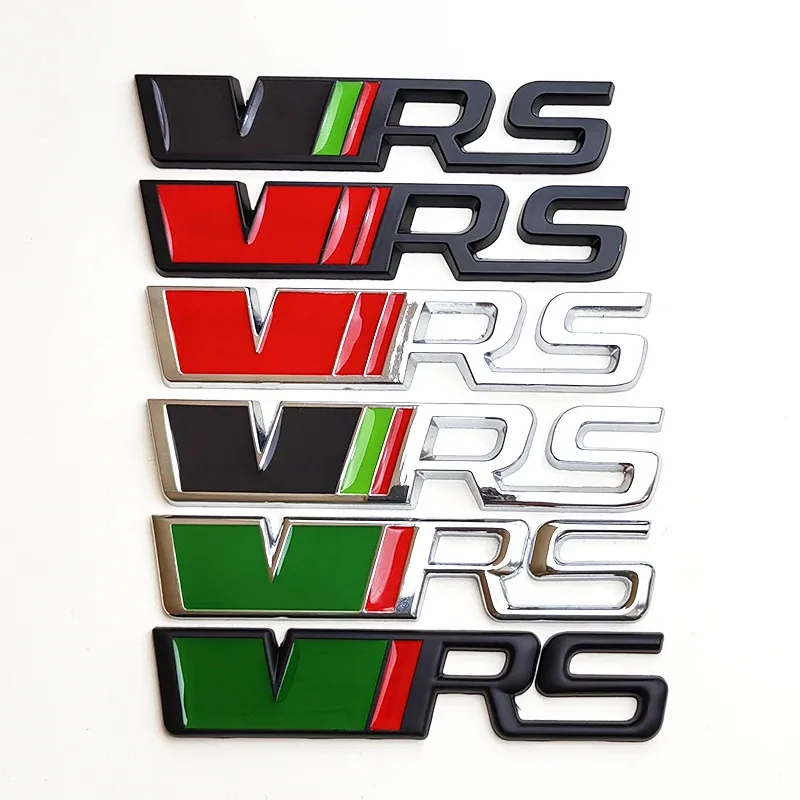 ثلاثية الأبعاد معدن RS شعار VRS سيارة الجبهة شواء شعار الخلفي الجذع شارة لسكودا VRS اوكتافيا 1 2 3 السريع كودياق كاروك فابيا Kamiq رائع