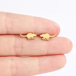 2024 new fashion stainless steel mouse ear lock product temperament all match birthday anniversary earrings small gift