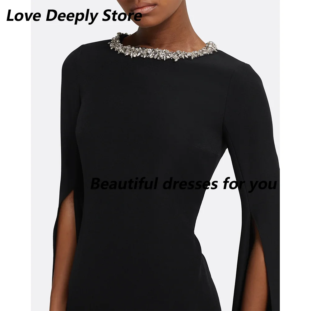 

Black Evening Dress Crystal O Neck Long Sleeves Evening Gowns for Women 2025 Mermaid/Trumpet Elegant Formal Dresses Customized