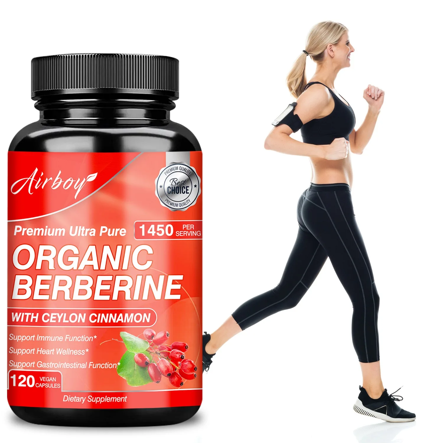 

Berberine Capsules - Supports Digestive Comfort and Overall Health, and Enhances Immune Function - 120 Capsules