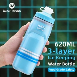 WEST BIKING Insulated Water Bottle Cycling Sport 620ML Portable MTB Road Bike Bottle Thermal Gym Fitness Running Soft Flask