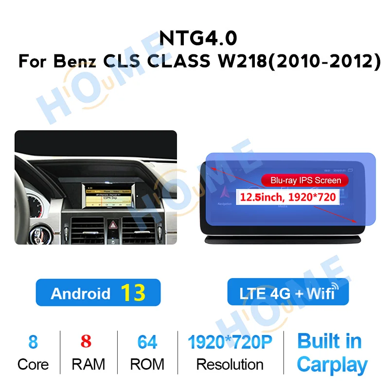 Zjz 8 núcleos android13 navegação gps para mercedes benz cls classe w218 2011-2017 ntg4.0/4.5 rádio automático estéreo carplay player de vídeo