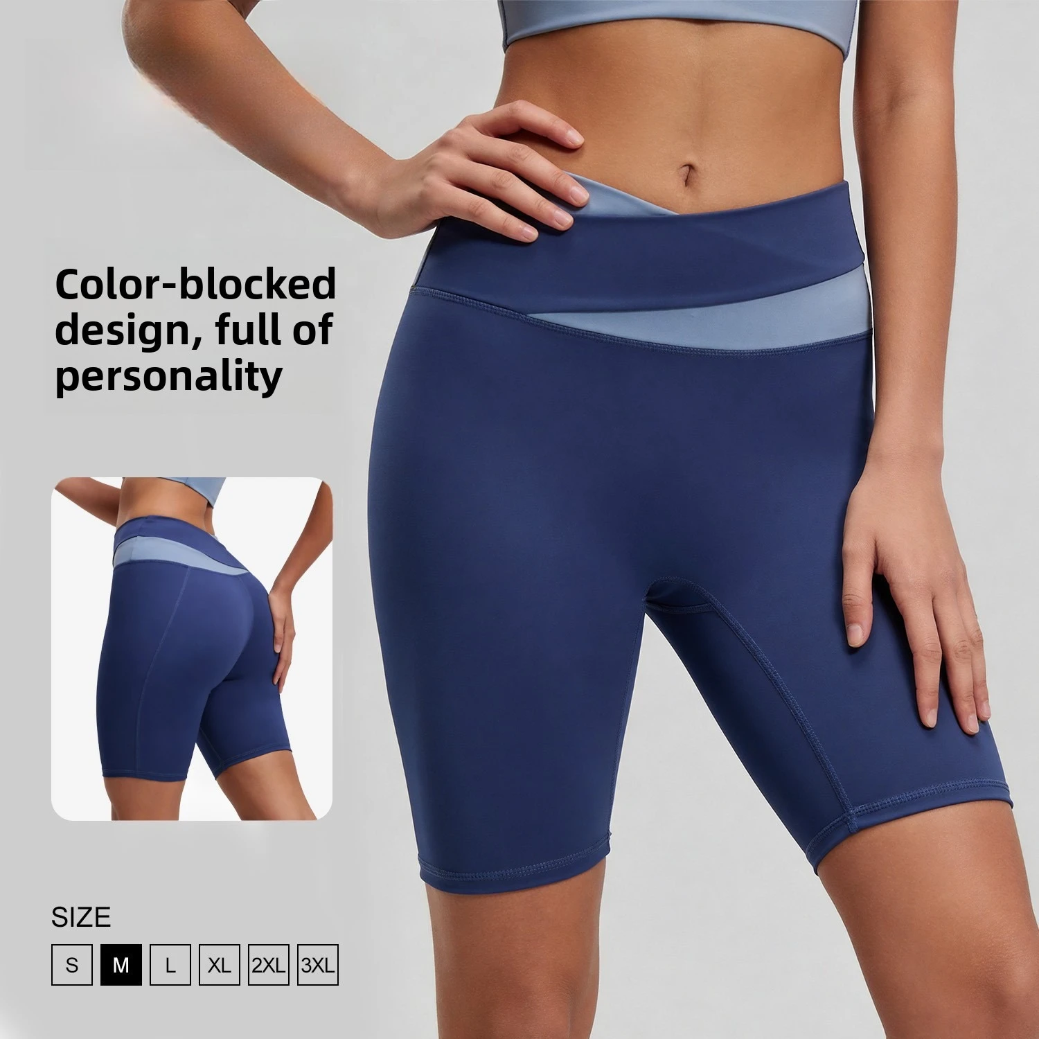 Sexy Women High Waist Yoga Shorts High Elasticity Tummy Control Butt Lifting Cross Waist 5 Inch Fitness Running Workout Shorts