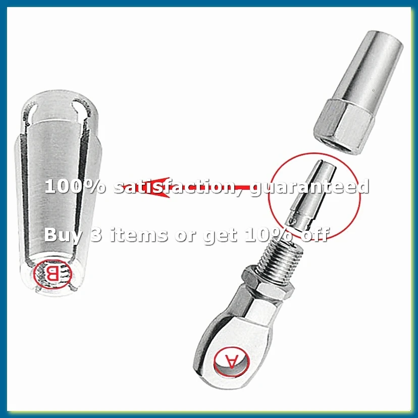 2Pcs Marine Grade 316 Stainless Steel Swageless Eye Terminal Wire Cable Rope Diy Fitting Rigging Hardware Balustrade Kit-A27I