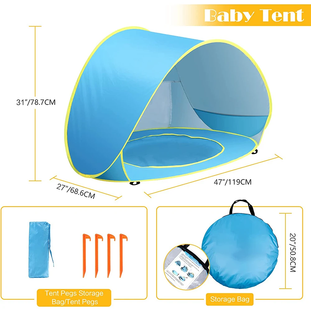 Youth Baby Beach Tent Portable Pool UV Protection Infant Sun Shelters Shade Pop Up Outdoor Child Swimming Game Play House Toys