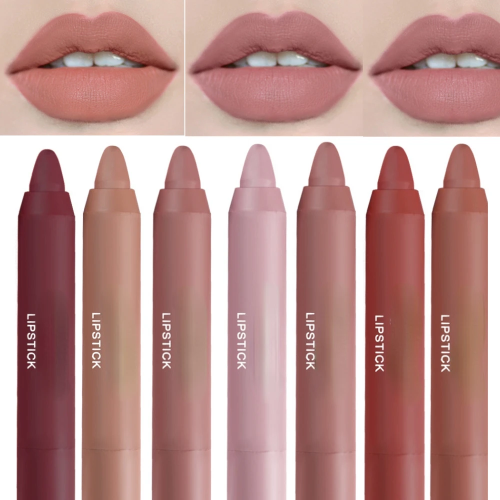 12 Colors Sexy Matte Lipstick Waterproof Long Lasting Color Rendering Non-stick Velvet Lips Liner Pencil Woman Makeup Cosmetics