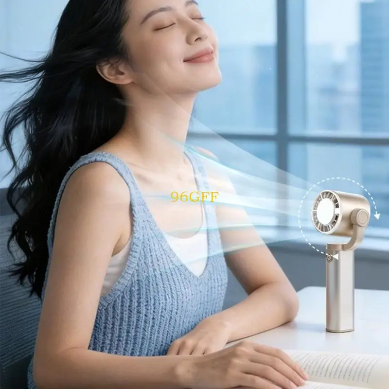 

96GF 180 Degree Rotation Handheld Fan With 5 Adjustable Speed USB Rechargeable Desk Fan for Indoor Outdoor Birthday Holiday