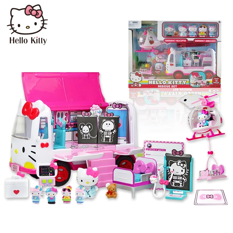 

Sanrio Hello Kitty Pretend Play Ambulance Toys Simulation Play House Rescue Plane Role Play Educational Gift Toys