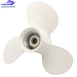 664-45945-00-EL Propeller 9 7/8 x 10 1/2 For Yamaha Outboard 20-30HP Aluminum Alloy White 3 Blades 10 Spline Tooth R Rotation