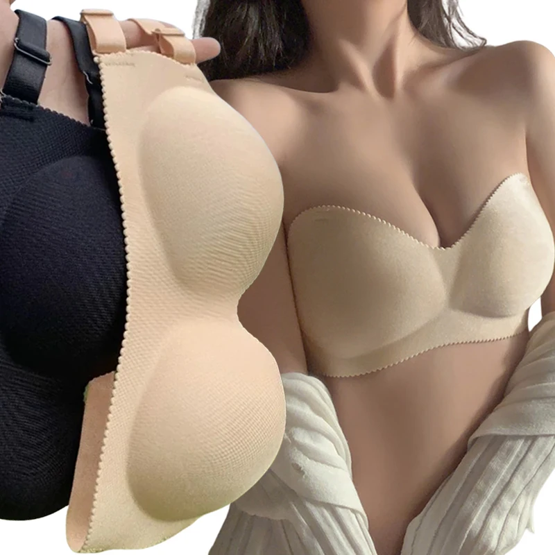 

Sexy Women Invisible Push Up Bras Strapless Bra Underwear Seamless Solid Color Without Straps Bralette Lingerie Female Intimates