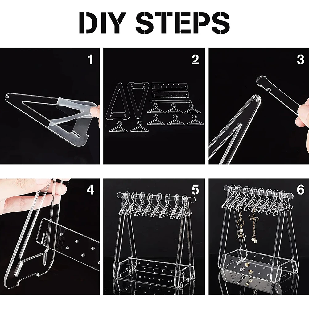

Transparent Acrylic Hanger Style Jewelry Rack Earrings Storage Display Mini Hangers Clear Holder Retail ganizer Arch Rack