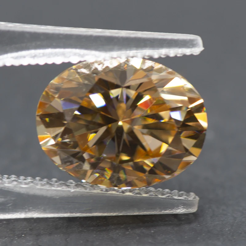 Moissanit-Stein Champagnerfarbe Ovaler Schliff Synthetischer Laborgezüchteter Edelstein Diamant-Schmuckherstellungsmaterialien Mit Zertifikat – Detail 1