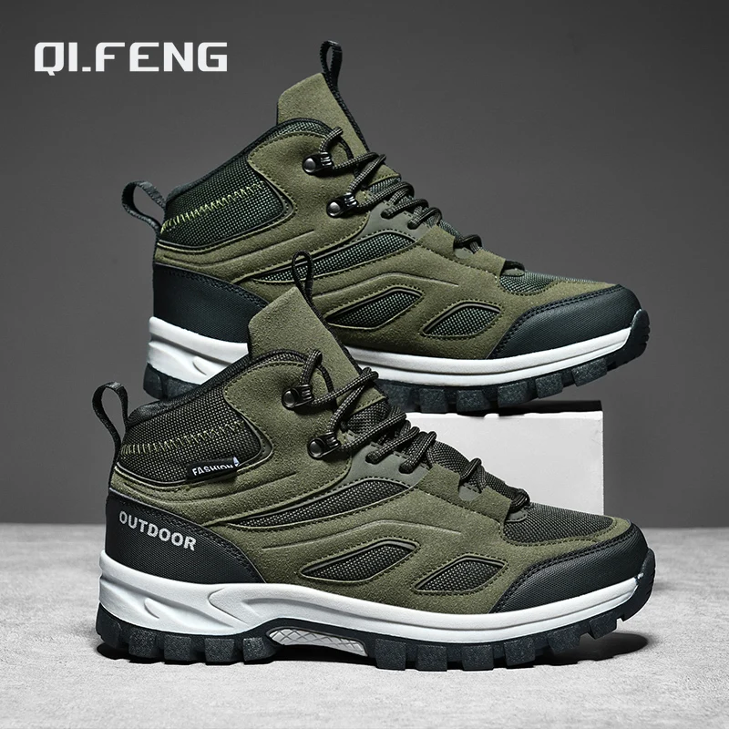 High Top Military Boots Mountaineering Outdoor Oversized Shoes Men's Anti Slip Durable Casual Shoes Autumn Breathable Sneaker