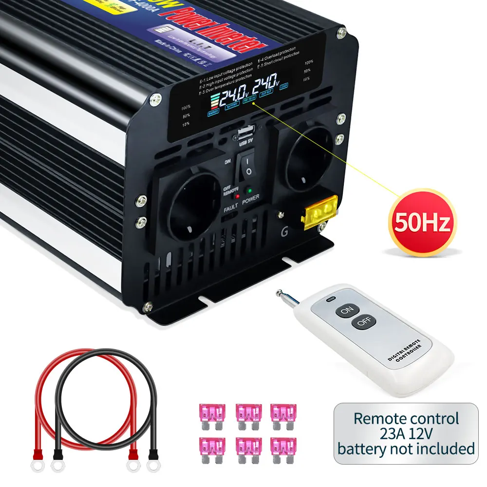 LCD 10kW Inverter DC12V/24V-AC220V Remote Control Smart Solar Power Station Inversor For Camping/Travel voltage Transfer