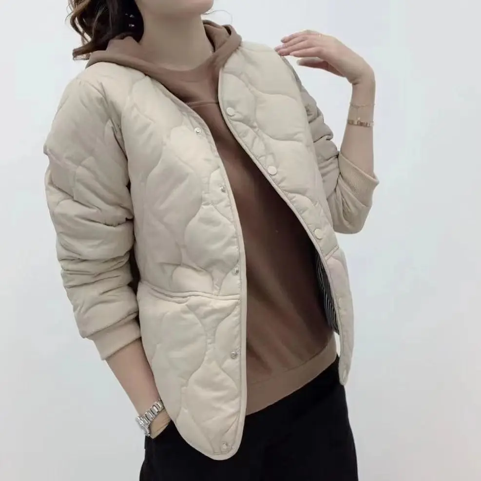 

Autumn Winter Cotton Coat Women Quilted Jacket Parkas Warm Buttons Design Jackets Light Thin Jackets Short Tops Loose Outerwear