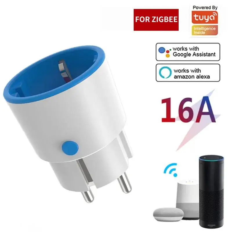 16A Tuya ZigBee 3.0 Smart Power Plug EU Smart Socket Energy Monitor Outlet Wireless Voice Remote Control Alexa Google Home