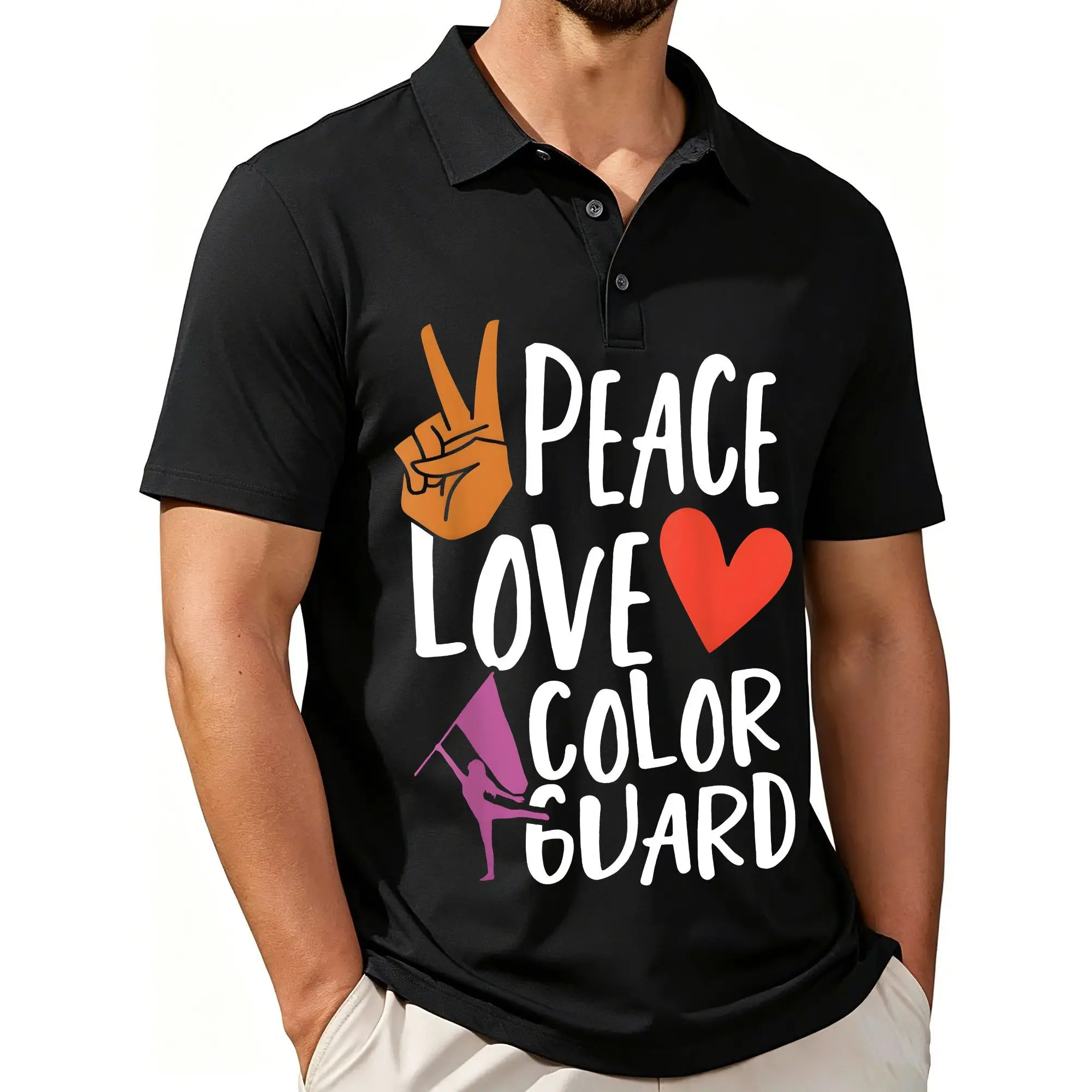Polo de manga corta estampado para hombre, con estampado de bandera de invierno y guardia de honor estilo pijama, moderno y casual, tela transpirable, adecuado para todas las estaciones