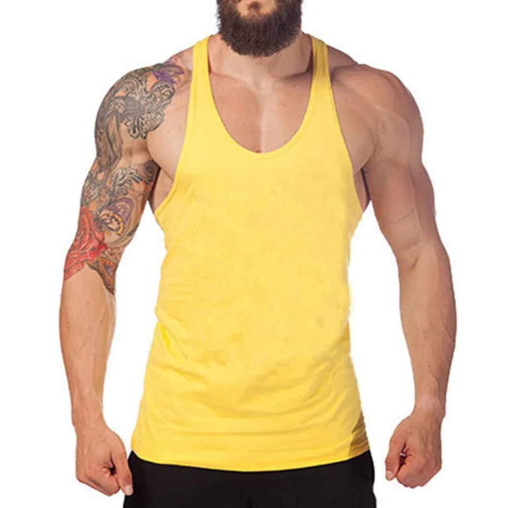 Solid Tops Vest T-shirt Tank Top Workout A-Shirt Muscle Sleeveless Vest Army Bodybuilding Fitness Mens Fashion