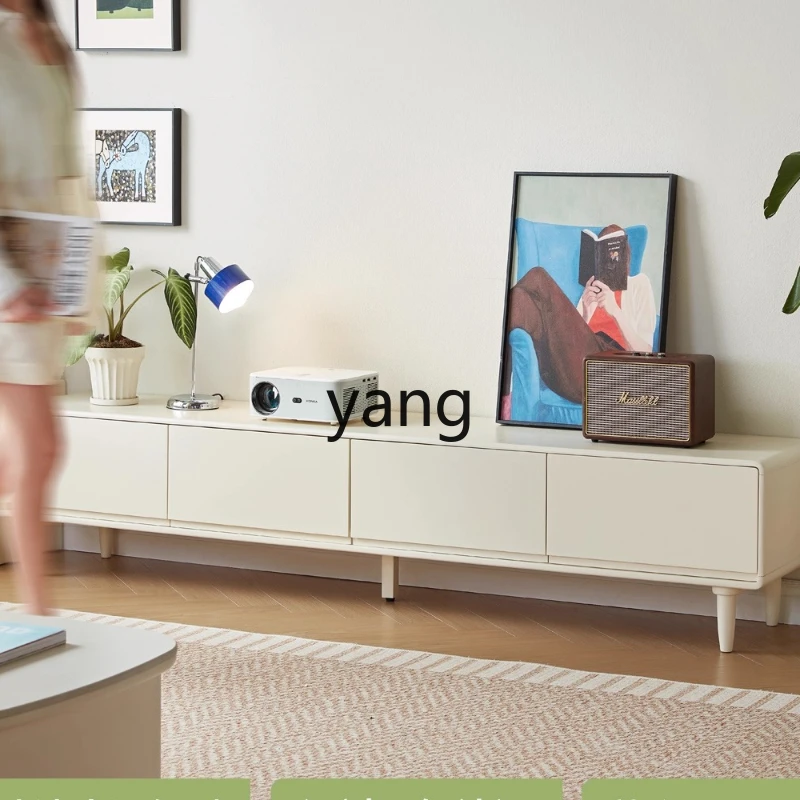 

YHM Cream Style Solid Wood TV Cabinet Storage for Living Room Home Use