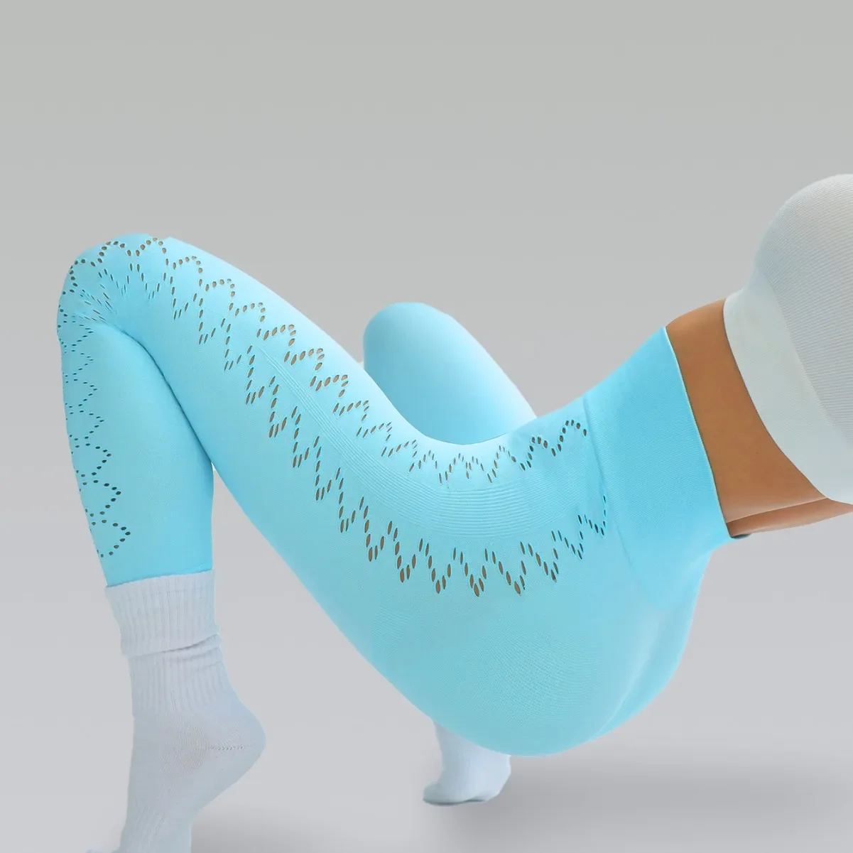 Damskie legginsy do biegania i jogi z wysokim stanem, ażurowe, sportowe, wyszczuplające spodnie do ćwiczeń, legginsy do biegania i jazdy na rowerze.