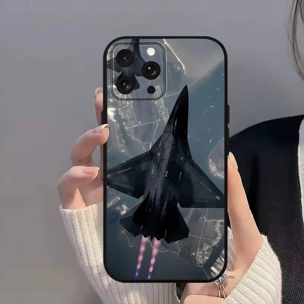 F-F35 F-Fighter jets F22 جراب هاتف آيفون 11,17,16,14,12,15,13,Max,SE4,Plus,E,Pro,Air,Mini Black soft Cover allover print