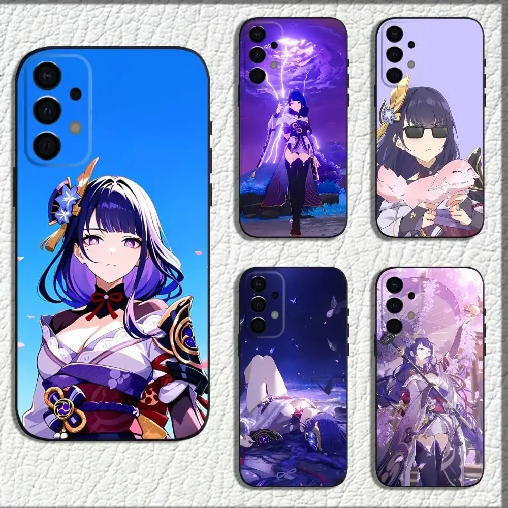 

G-Genshin Raiden Impact Shogun Phone Case For Samsung Galaxy A73,72,71,A52,51,40,41,A22,A32,31,A13,12,Note20 Soft Black Shell