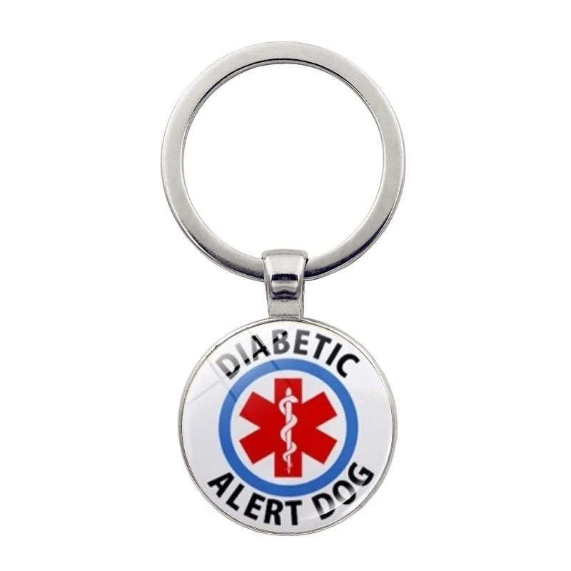 Diabetic Keychain Medical Alert for Men Women Medic Star of Life Key Pendents DIY Personalization Key Chain Jewelry Wholesal