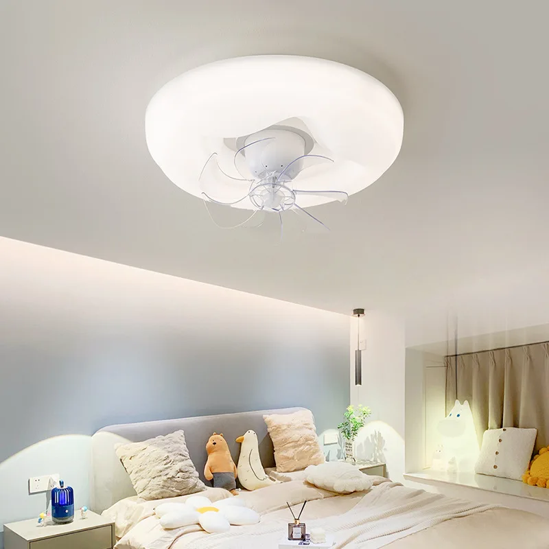 Invisible Silent Bedroom Ceiling Fan Lamp Nordic Creative Flower Electric Fan Lamp Modern Minimalist Master Bedroom Ceiling Fan