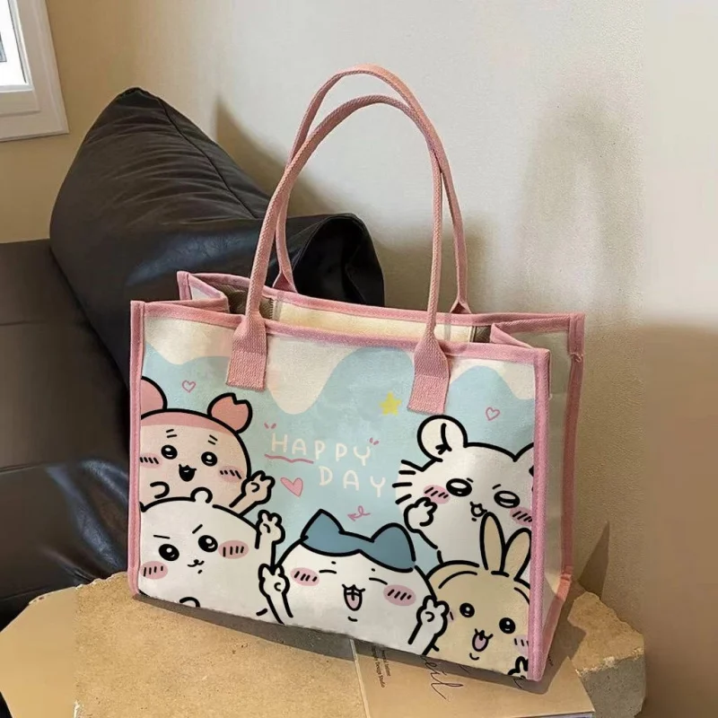 Chiikawa Cartoon Large Capacity Canvas Shoulder Bag Durable Lightweight For Student Commute Daily Outing Book Bag Multiple Color