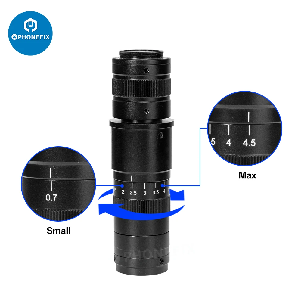 Adjustable 180X 120X 300X 200X 130X Zoom C-mount Lens 0.7X~4.5X Magnification 25mm For HDMI USB Industry Video Microscope Camera