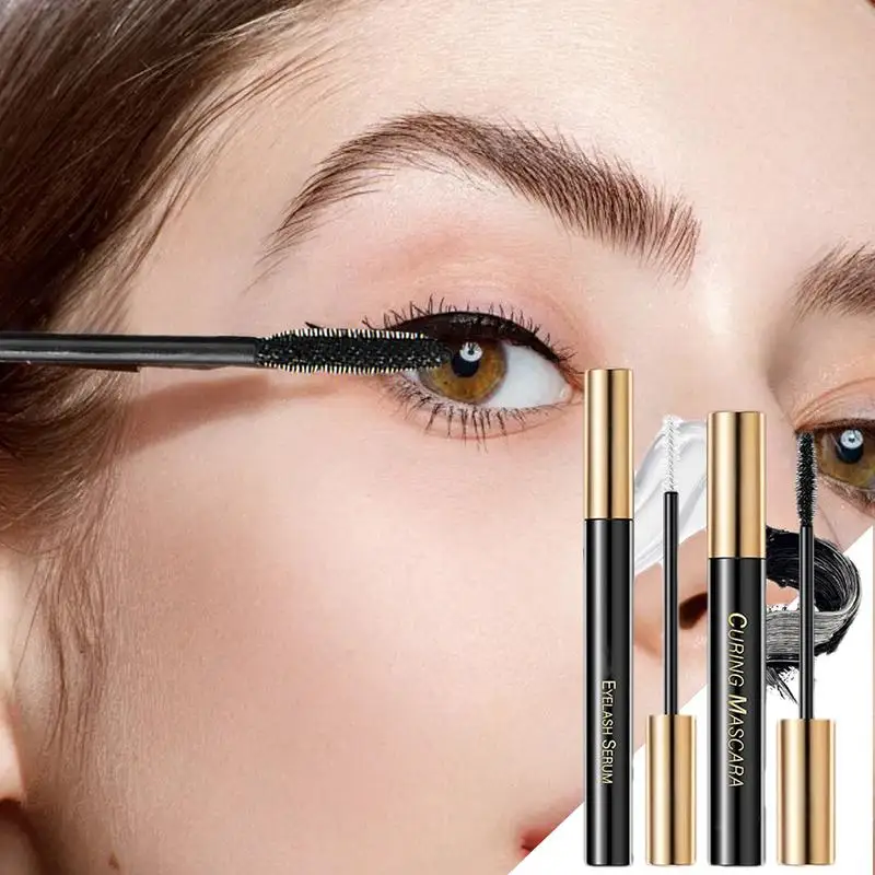 Mascara à friser imperméable à l'eau, séchage rapide, non épanoui, extension de cils, cosmétiques de maquillage, optique naturelle, 1 ensemble