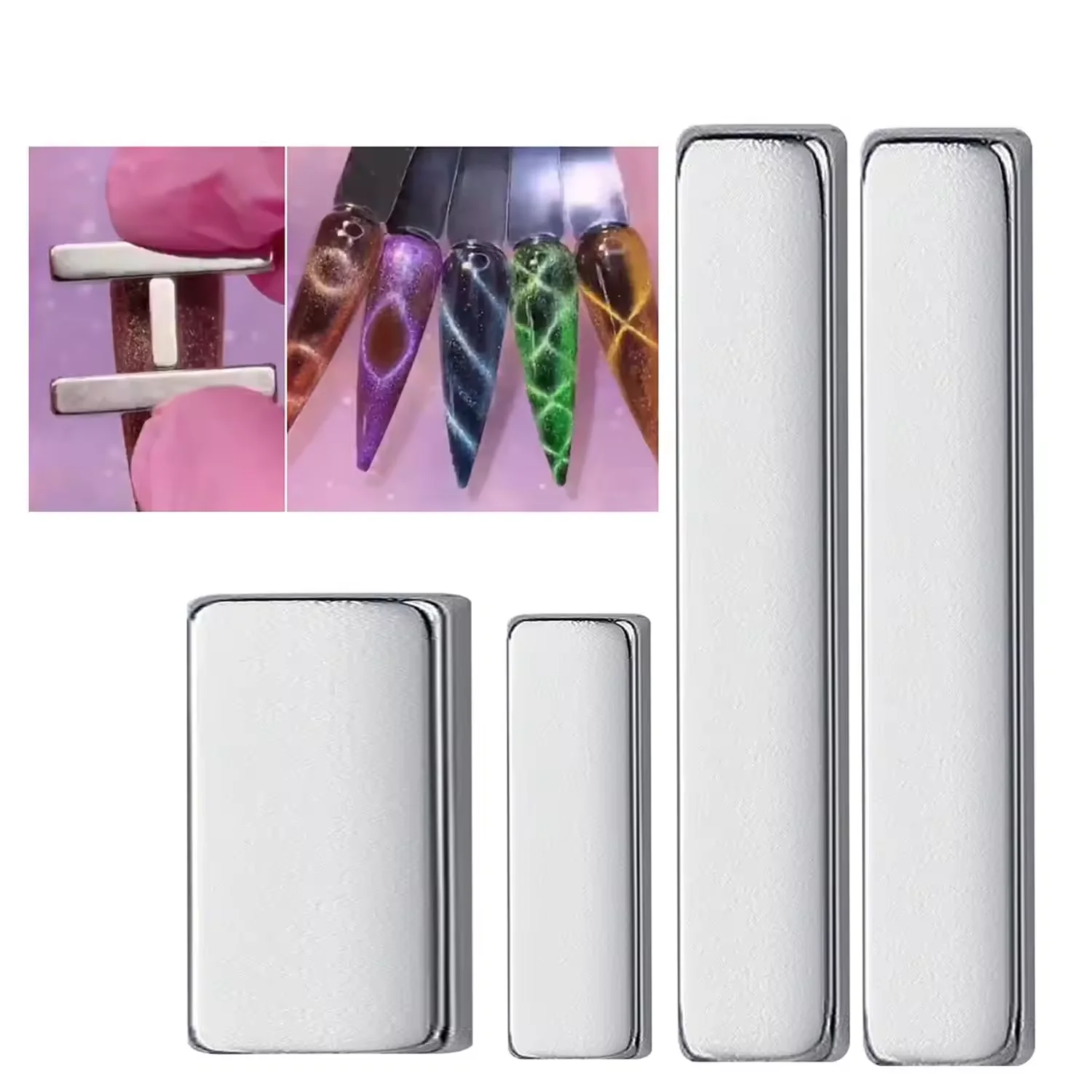 Linmanda 4 pçs ímã de unhas ferramenta olho de gato mini vara magnética adequado para esmalte de unhas olho de gato gel unha polonês diy casa salão de beleza