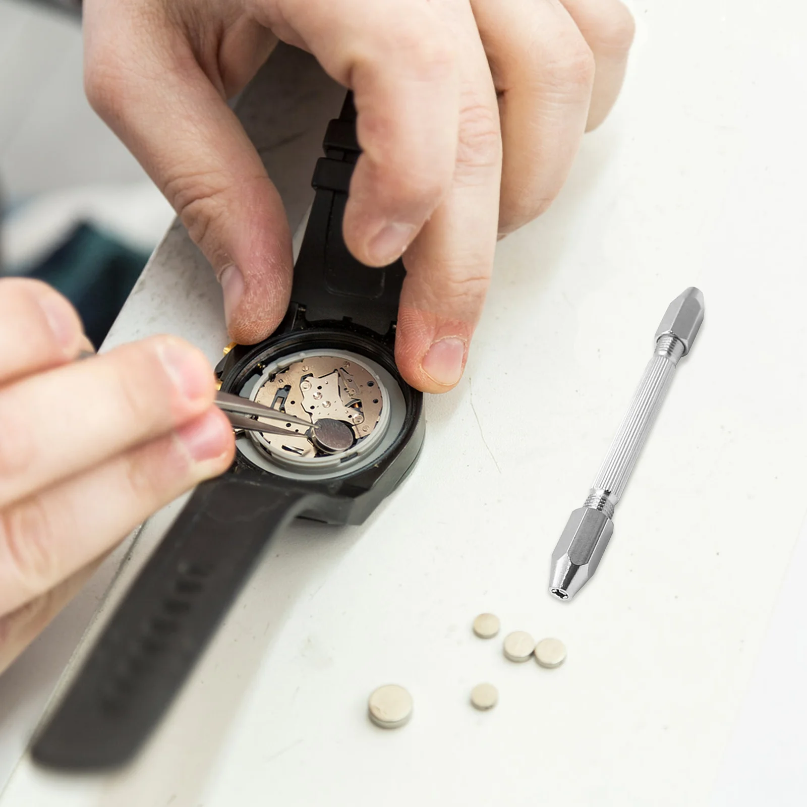 2Pcs Hexagonal Double Head Pin Vise Hand Twisted Drill High Strength Brass Watch Repair Tool Mini Drill Bit Holder Precision