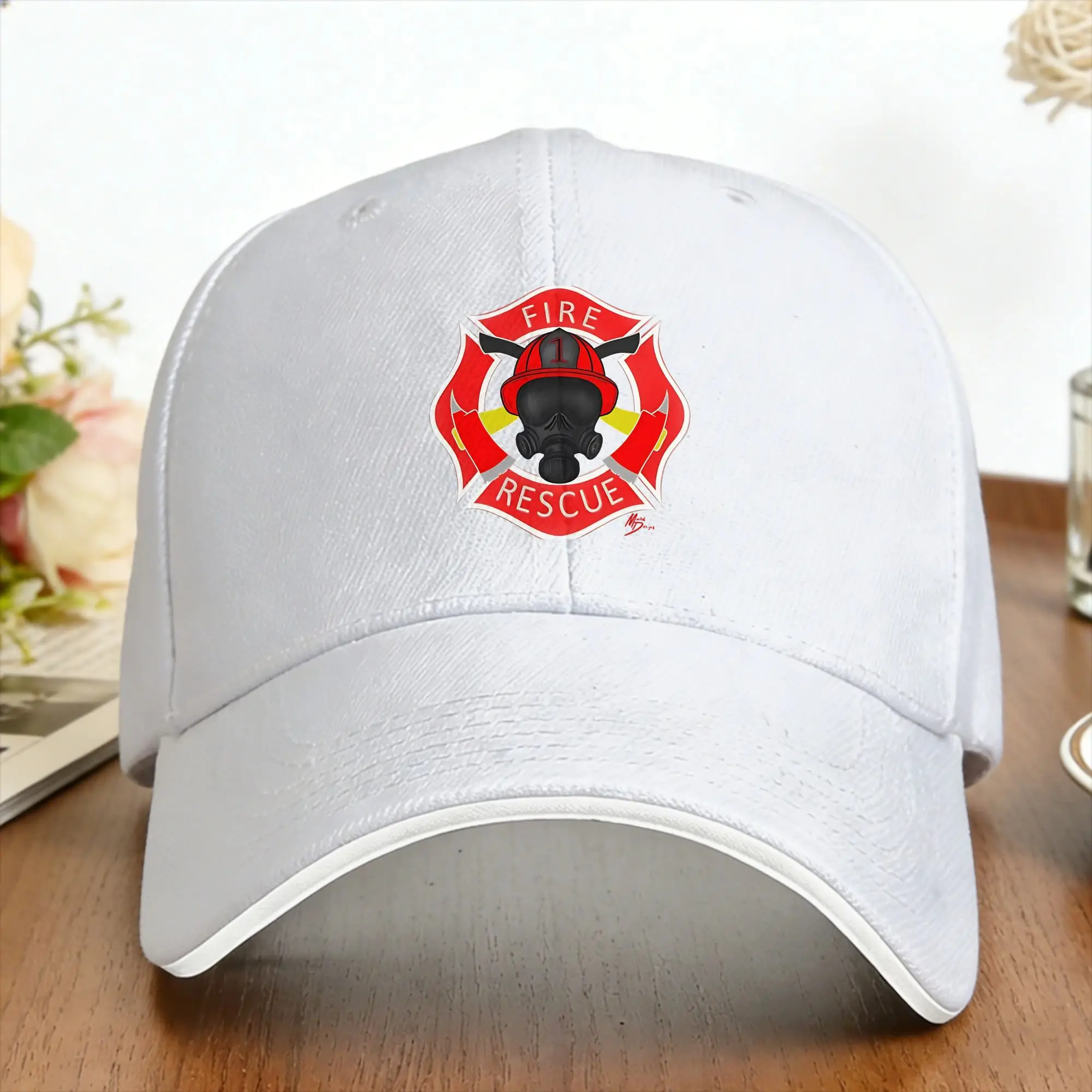 Sun Baseball Cap Fire Rescue red Maltese cross  Print Trucker Hat Hot Sale y2k Cool Running Hippie Baseball Caps