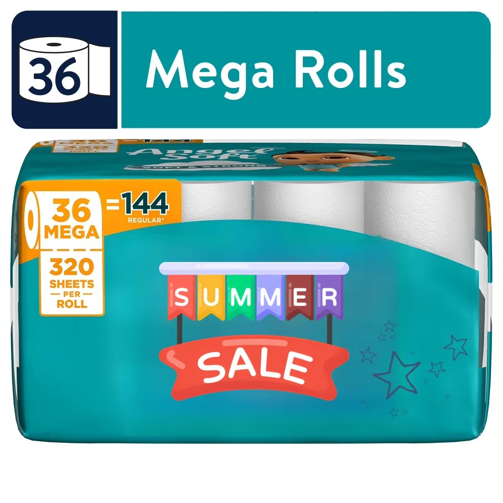 

36 мегарулонов мягкой двухслойной туалетной бумаги, 320 листов в рулоне, оптовая упаковка для ванной комнаты