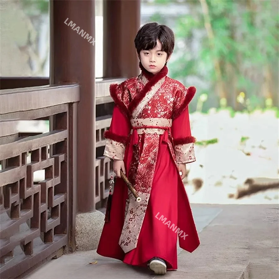 Boys Autumn Hanfu Stage Outfit Chinese Dress Baby Boy New Year Tang Suit Children Ancient Chinese Traditional Costume For Kids