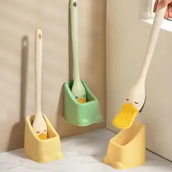 Toilet Brush Home Cleaning Bathroom Accessories Long Handle Wall-Mounted Cartoon Duck Creative Space-Saving Toilet Brush