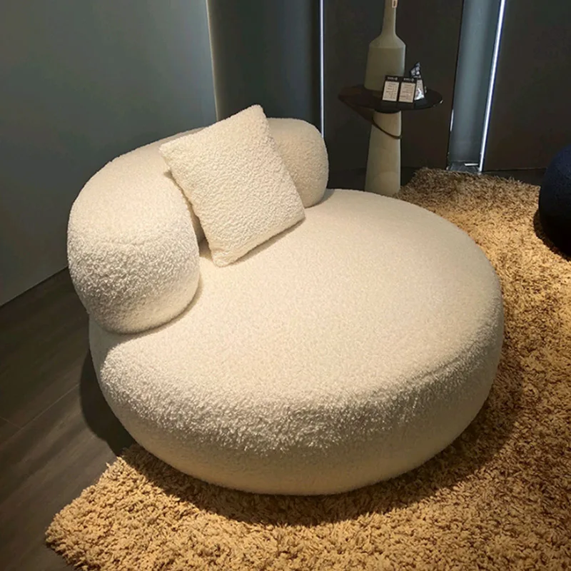 

Modern Living Room Bedroom Family Chair Lamb Fleece Single Sofa Chair Simple Casual Comfortable Chair