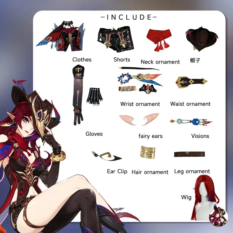 

Genshin Impact Costume Chasca Cosplay Full Set Outfis Role Playing Suit Wig Halloween Comic-con Dress Unisexx;8's,6;