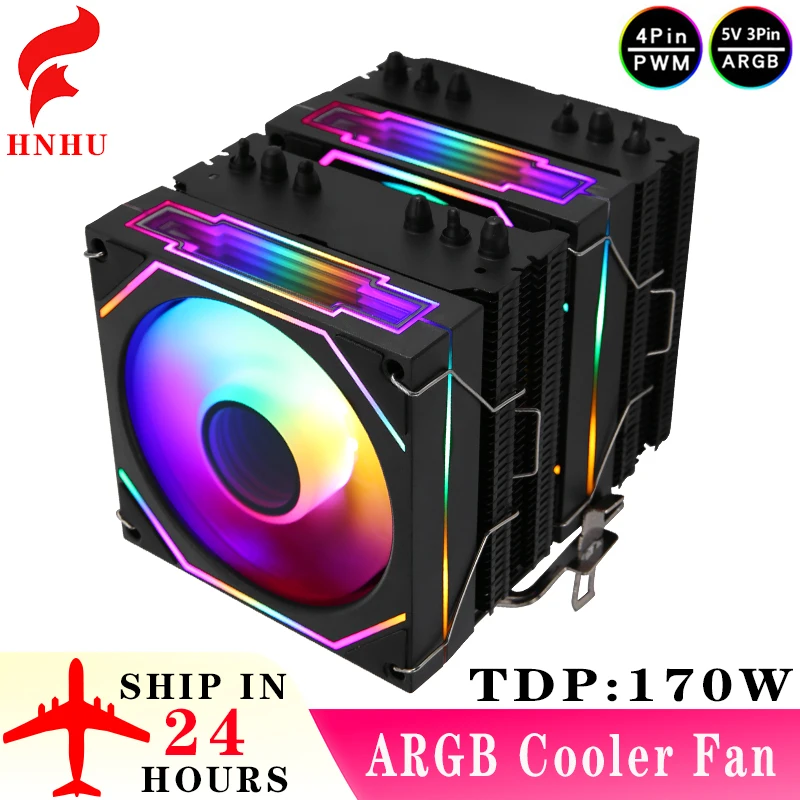

HNHU Argb 90mm Fan White/Black Themed Radiator Twin Towers 6 Heat Pipe CPU Cooler Compatible LGA2011 1200 1700 115x AMD x79 x99