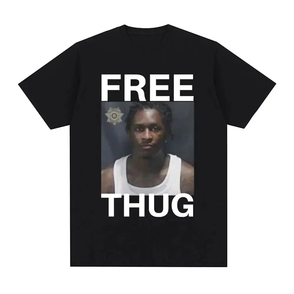 Rapper Free Young Thug Graphic Print T-shirt Men Women Fashion Hip Hop Oversized T-shirts Gothic Short Sleeve T Shirt Streetwear