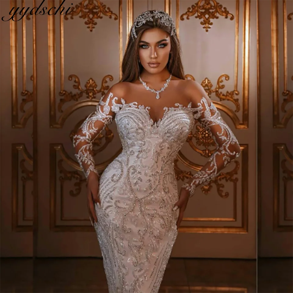 

Customized Luxurious Lace Appliques Off The Shoulder Sweetheart Mermaid Wedding Dresses 2025 Detachable Court Train Bridal Gowns