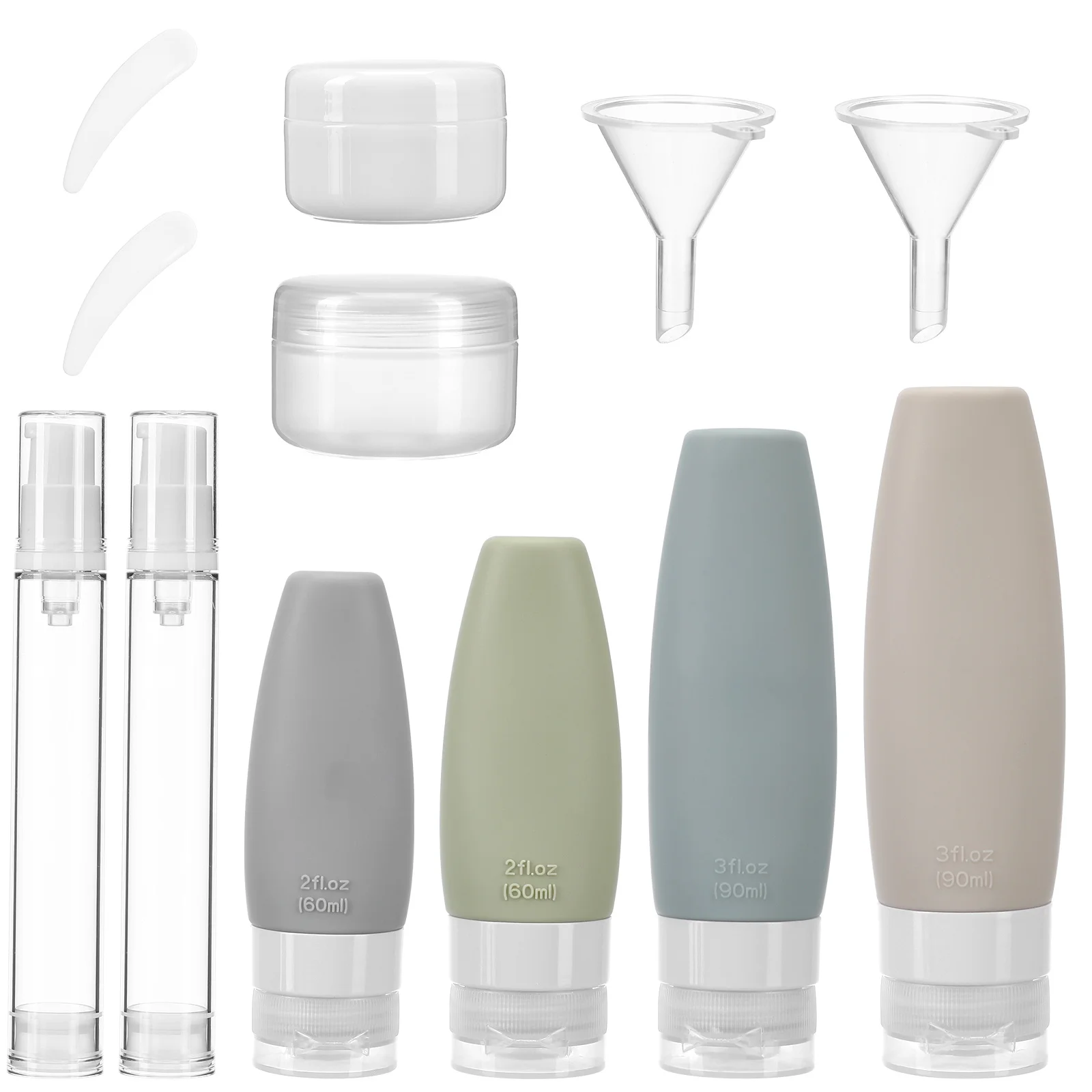 

1Set Leak Proof Silicone Travel Bottles Refillable Travel Size Containers Squeeze Jar Toiletry Set