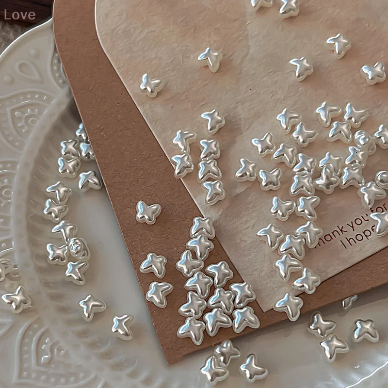 20 szt. Retro Perły w Kształcie Motyli do Zdobienia Paznokci, Perły 3D Motyle, Ozdoby do Paznokci DIY, Dekoracje Biżuteryjne