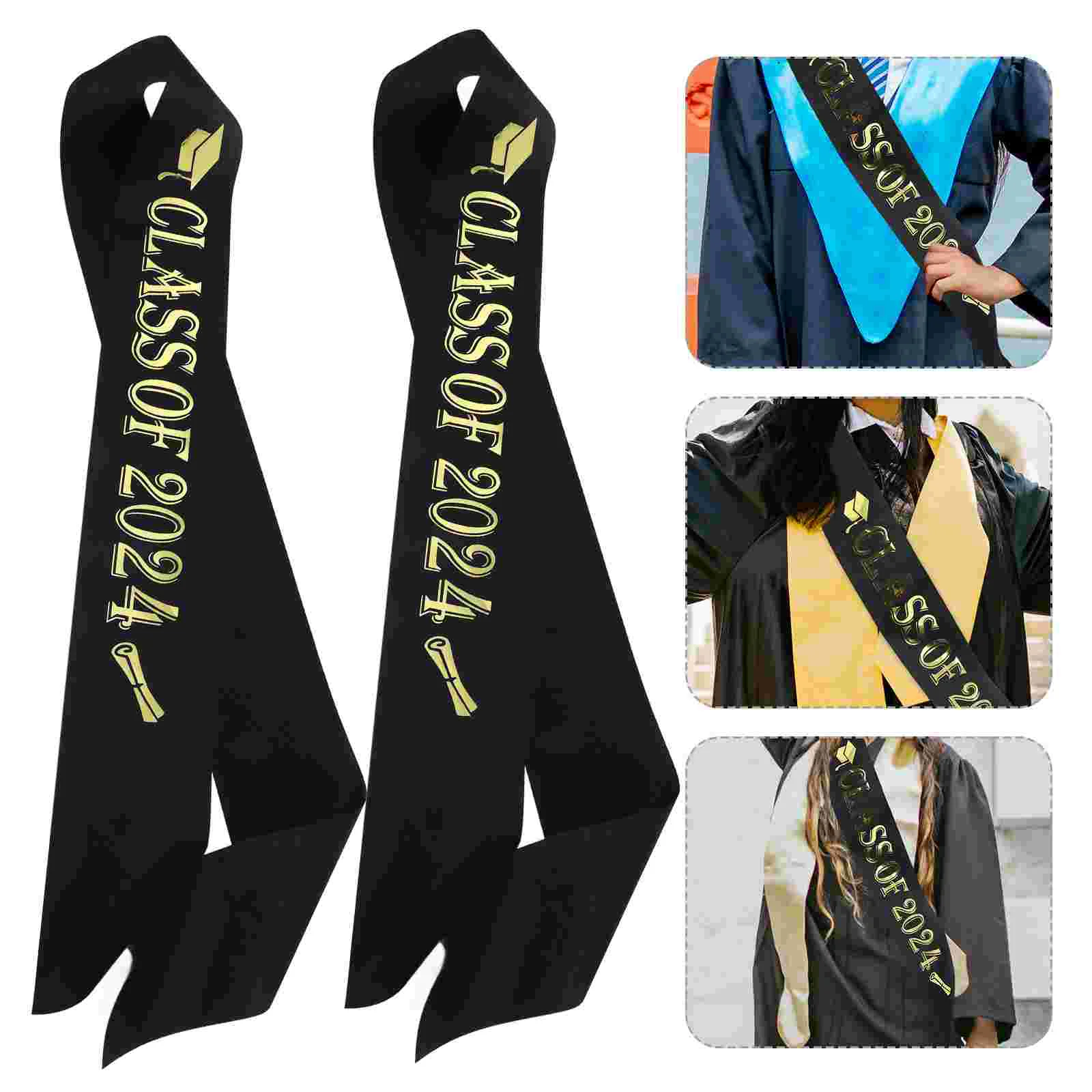 

4 Pcs Graduation Ceremony Belt Bachelor Sash for Decorate Party Accessories Satin Graduate Props