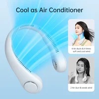 Ventilateur de cou portable JISULIFE, batterie rechargeable 4000 mAh, 5 vitesses réglables, tour de cou mains libres sans pales et flexible pour le sport 3