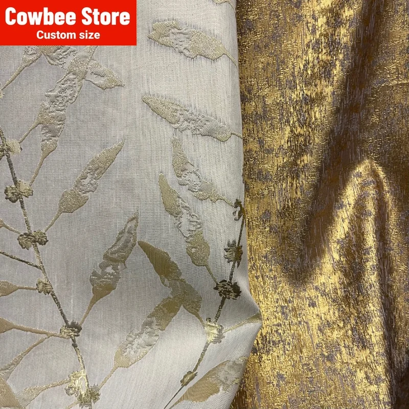 

Fashion Curtains for Living Dining Room Bedroom Gold Leaf Curtain Champagne Gold Silk Thread Splicing Butterfly Yarn Curtain