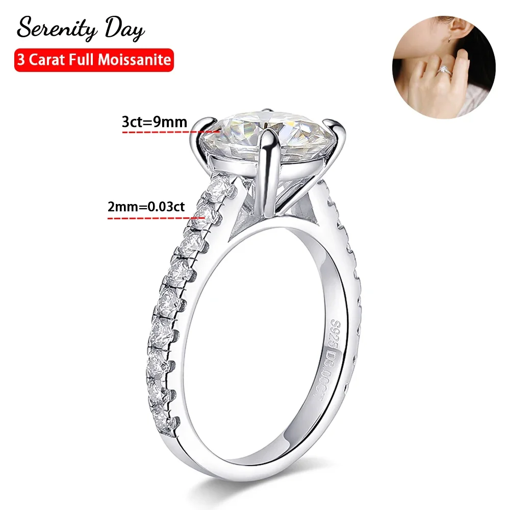 Serenity 3ct Moissanite Row Rings For Women S925 Silver Bands Sparkling D Color Lab Diamond Wedding Ring Plated 18K Fine Jewelry