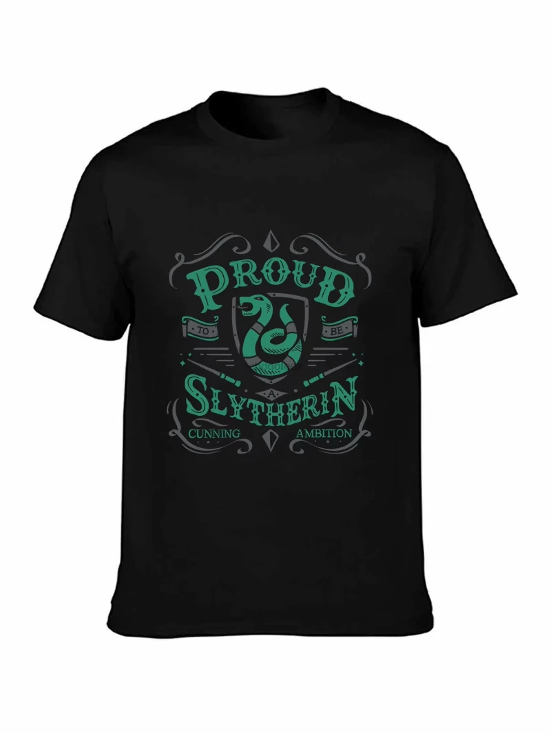 Camiseta de verano orgullosa de ser una Slytherin para hombre, Camiseta de algodón para mujer, camisetas estampadas divertidas de manga corta