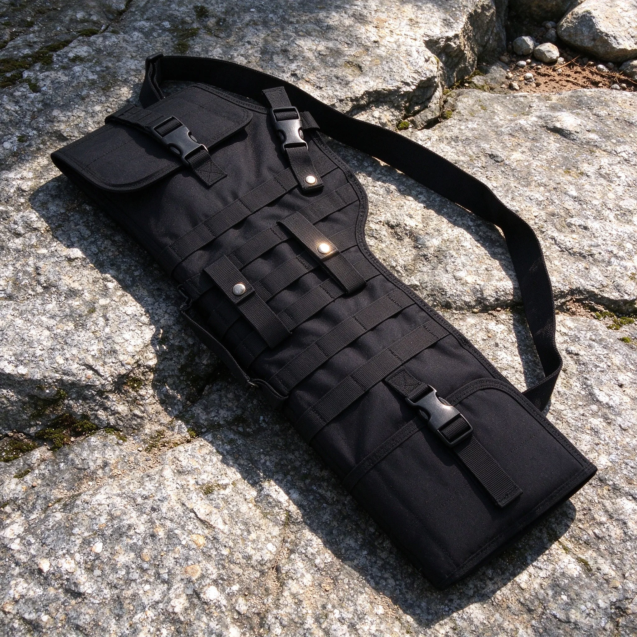 Tactical Shoulder Long Knife Sheath Back Scabbard MOLLE Machete Sword Carry Bag Holder with Adjustable Strap for Hunting Camping